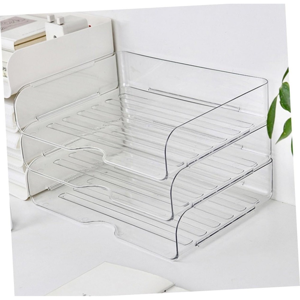 4 Pack Clear Stackable Acrylic Paper Trays Letter Sorter Desk Organizer Set